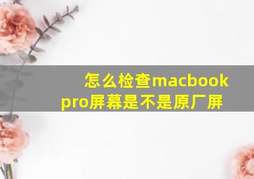 怎么检查macbook pro屏幕是不是原厂屏